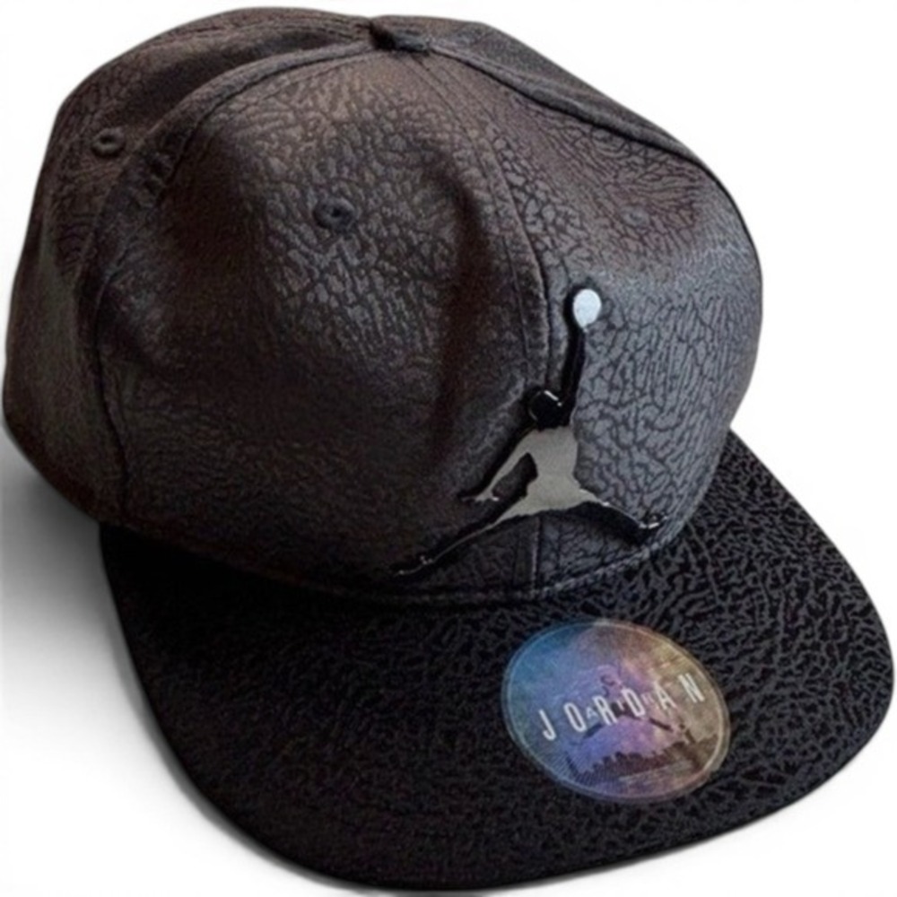 Jordan Elephant Print‎ Snapback Hat Charcoal Black Metallic Jumpman Youth